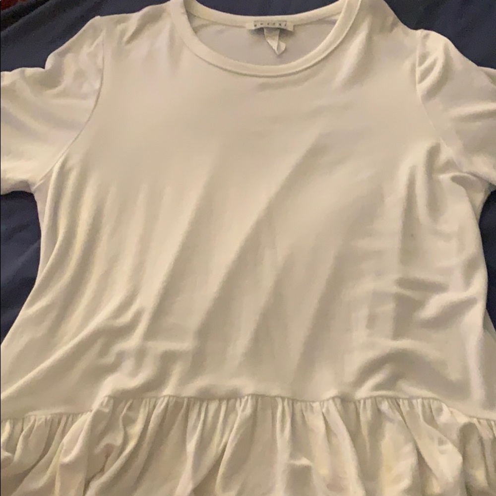 White shirt ruffle bottom